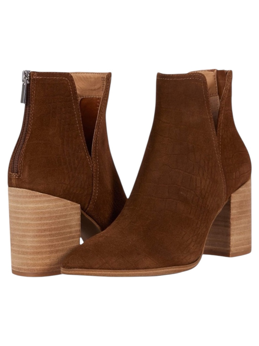 Steve Madden Darci Cognac Croc Embossed Suede Ankle Boots Size 10 NWOT
